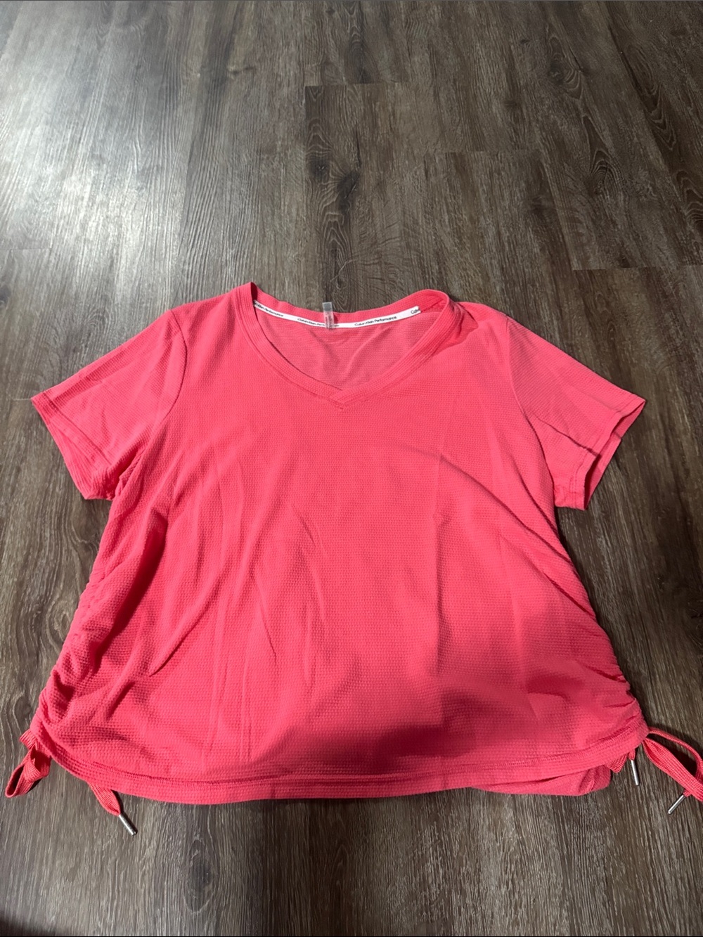 Calvin Klein Women’s Lightweight Pink Short-Sleeve Top with Side Ties